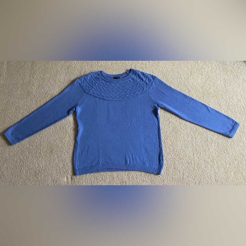 Blue Textured Knit Sweater